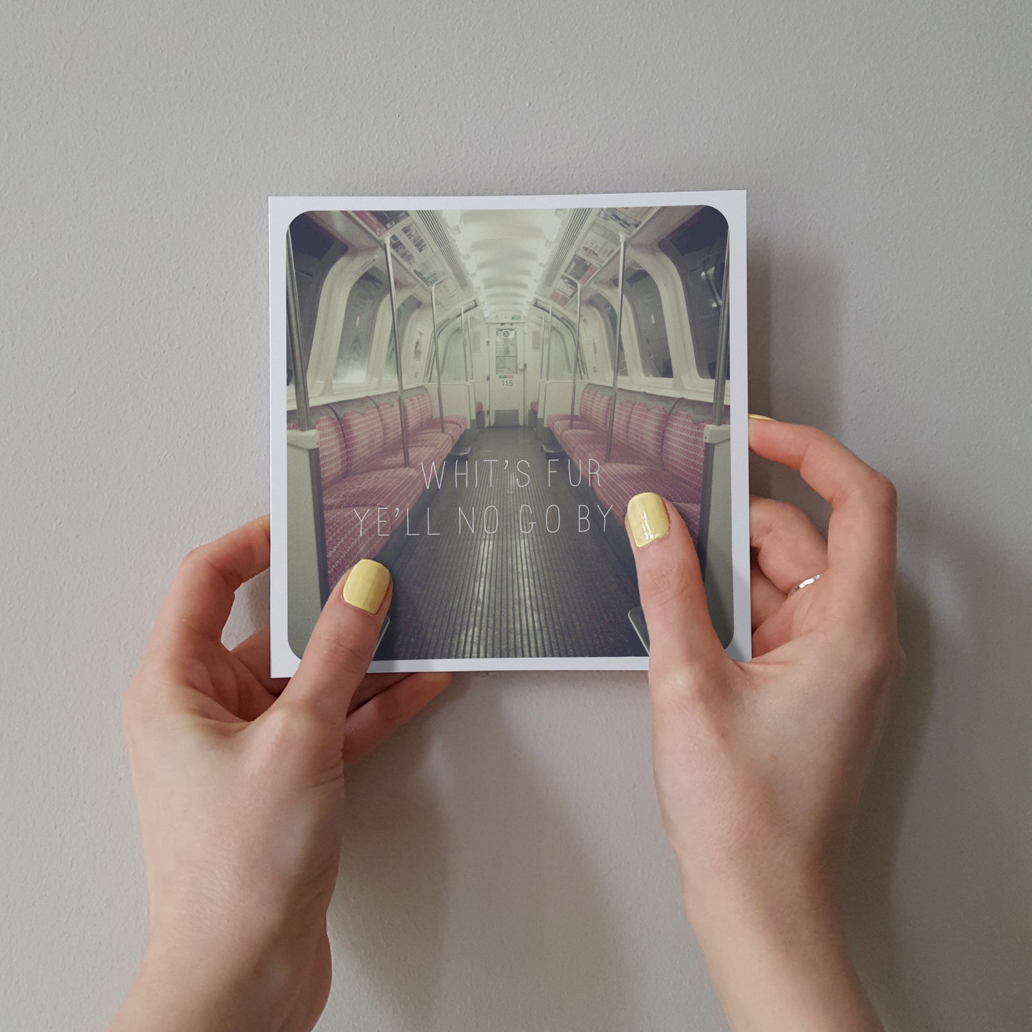 Scottish Banter Greetings Card Empty Subway Car