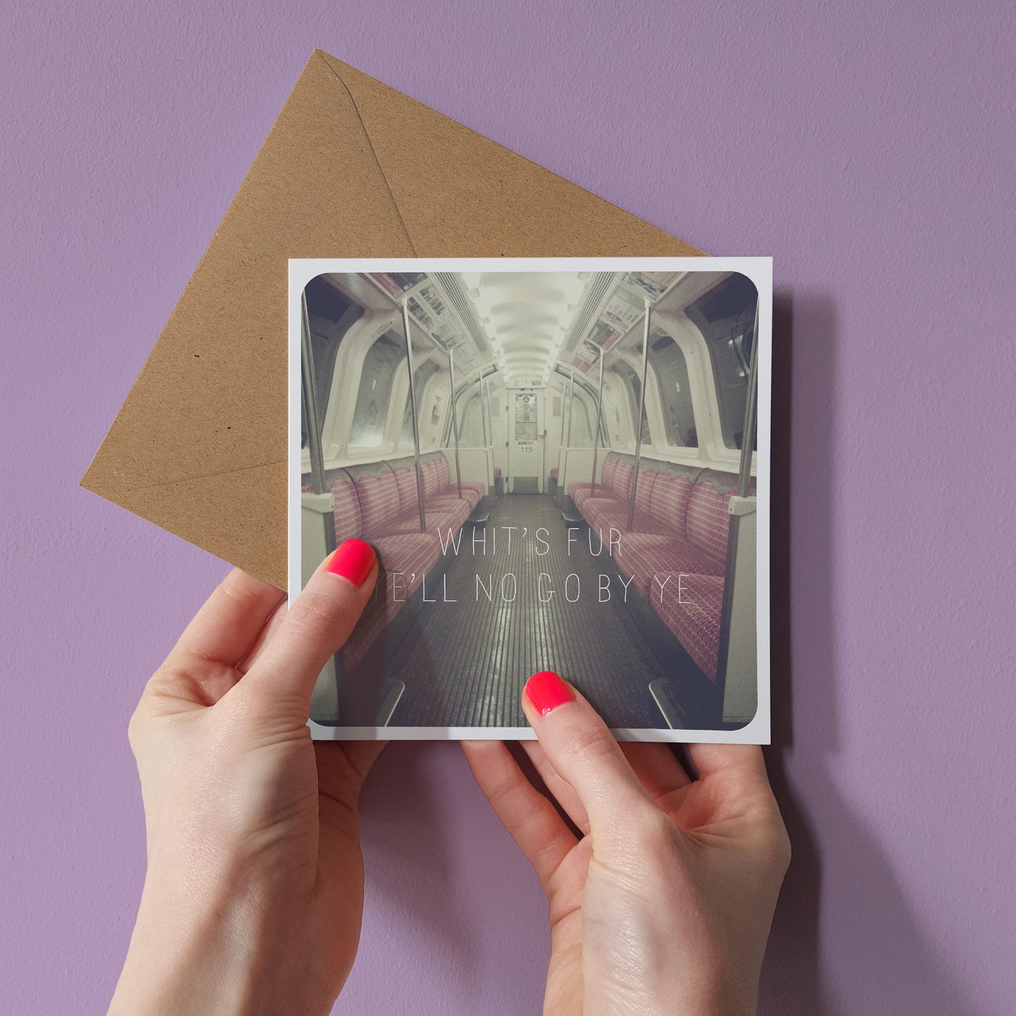 Scottish Banter Greetings Card Empty Subway Car