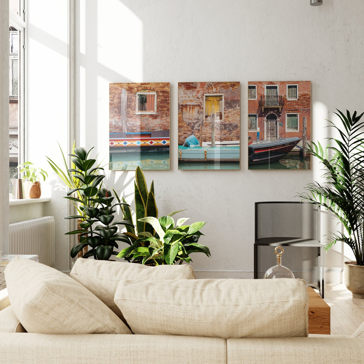 Islands of Venice Art Print - Red, Terracotta and Green