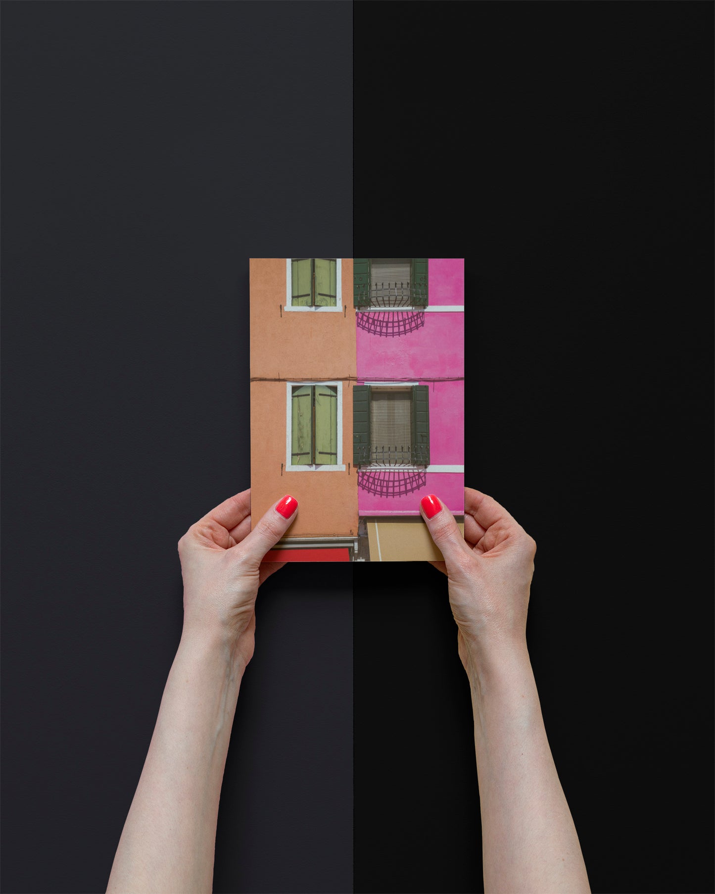 Islands of Venice Art Print - Magenta and Green
