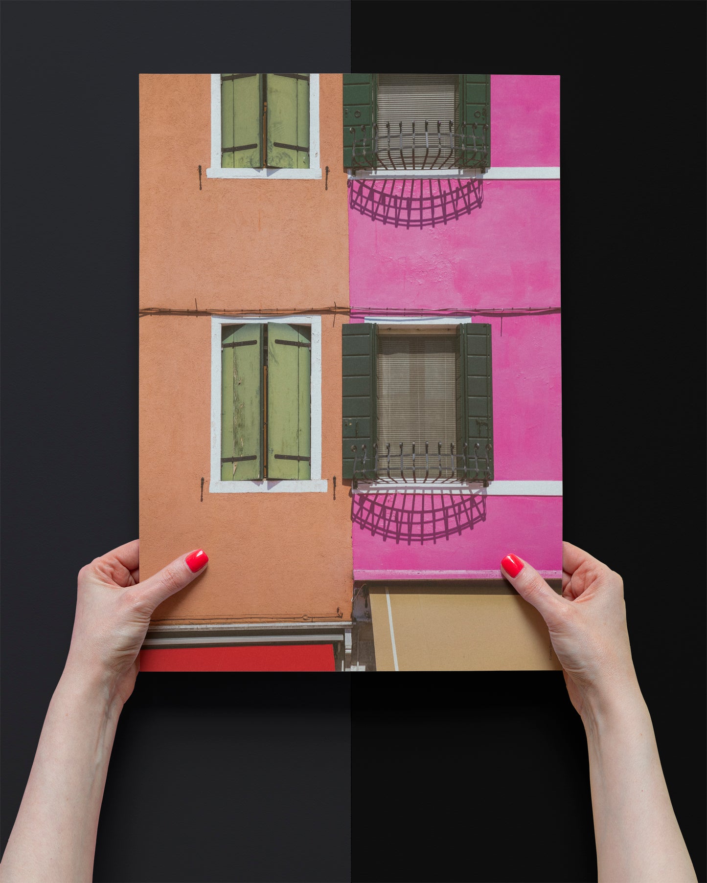 Islands of Venice Art Print - Magenta and Green