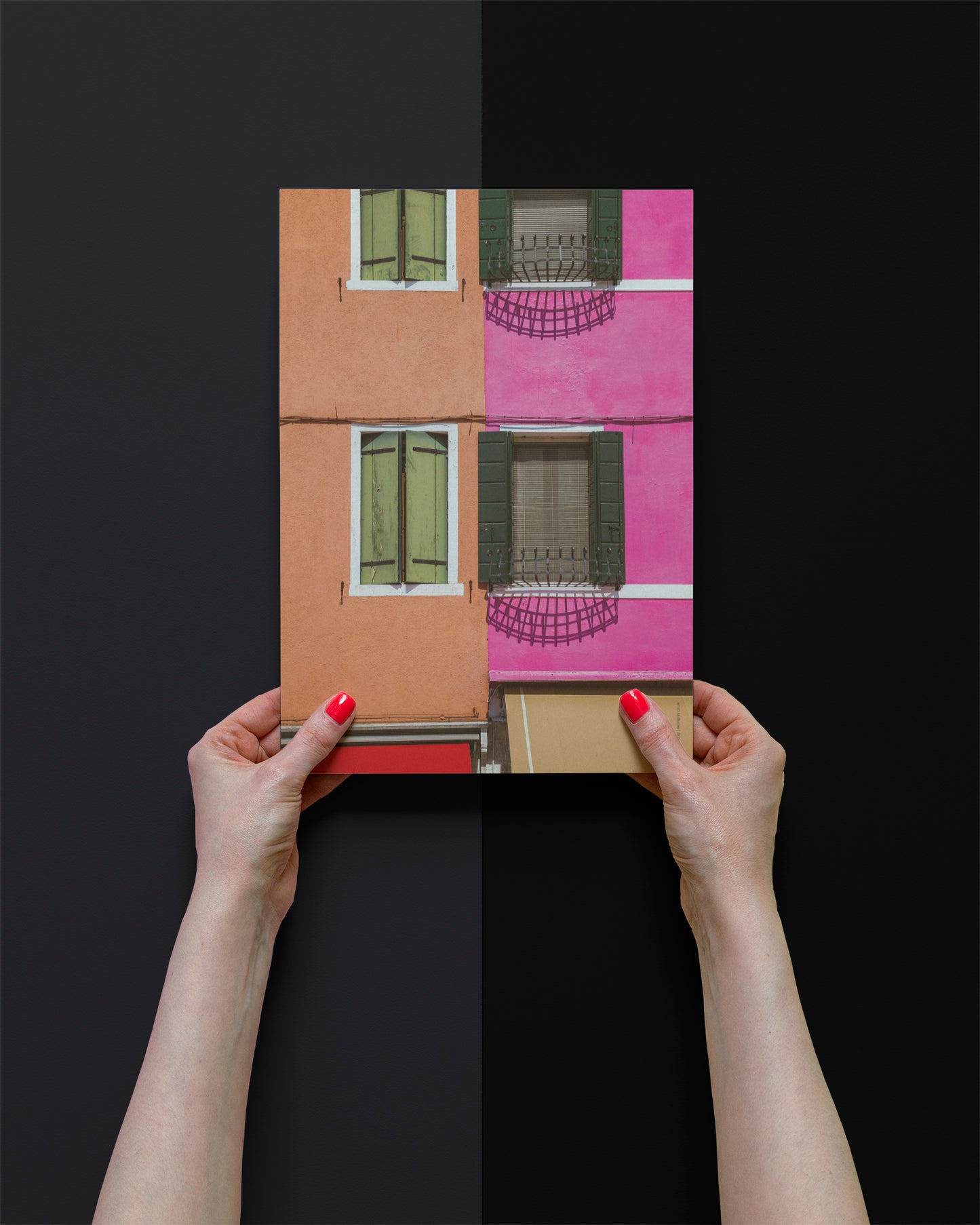 Islands of Venice Art Print - Magenta and Green