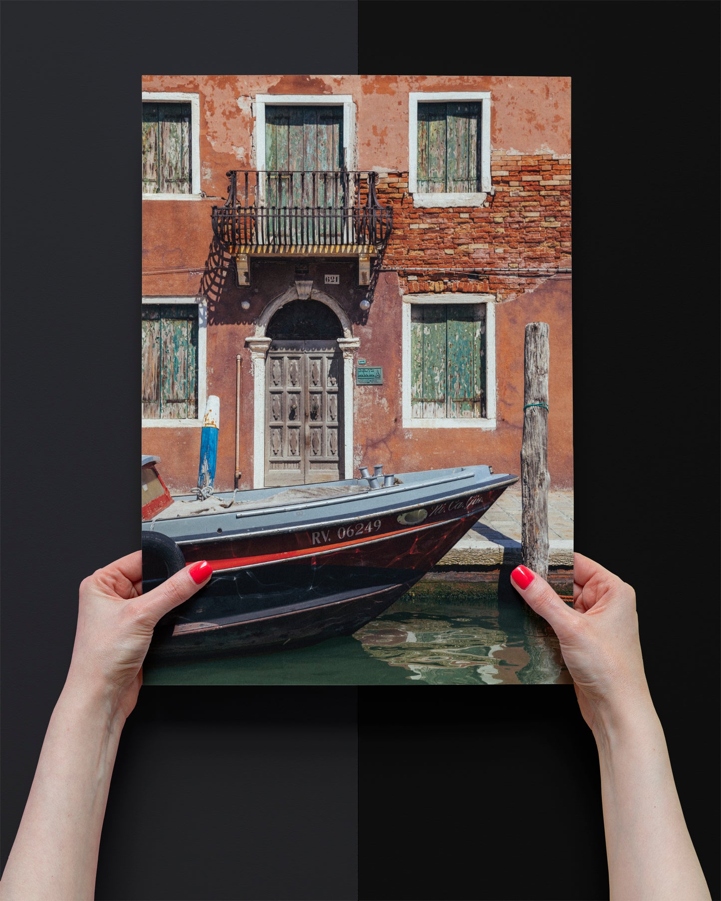 Islands of Venice Art Print - Red, Terracotta and Green