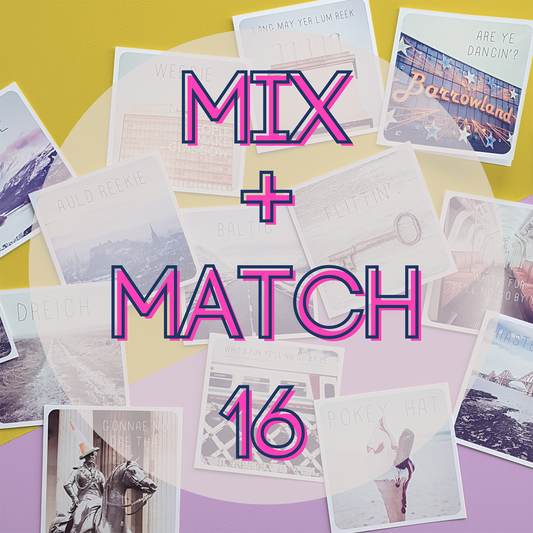 Set of 16 Scottish Banter Cards - Mix and Match